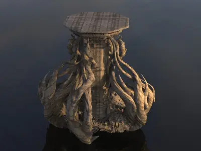 Giant Persian stone pillar 3D model