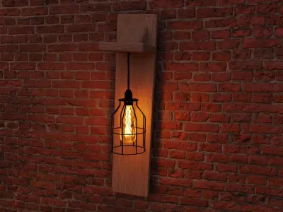 Wooden Wall Lamp 3D model