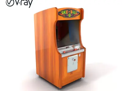 Vibrant SkeeBall Machine Wooden Exterior model pack Low-poly 3D model