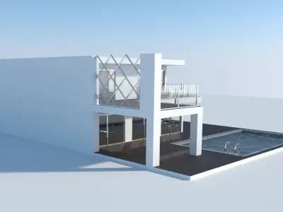 House modern with swimming pool 3D model