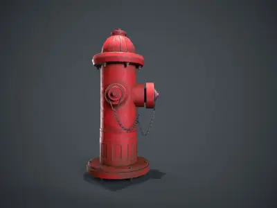 Game ready realistic and low poly fire hydrant  3D model