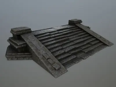 stair stone roof Low-poly 3D model