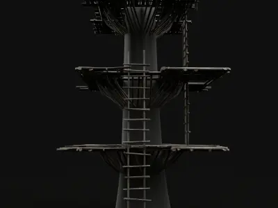 TREE PLATFORM WOODEN CONSTRUCTION SCOUT TOWER WATCHTOWER AAA Low-poly 3D model