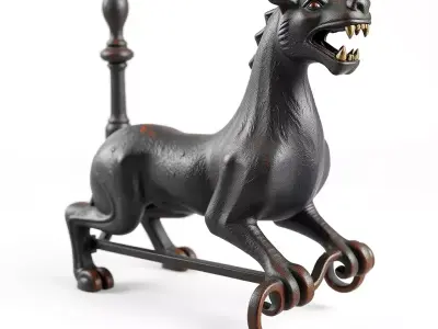 Mythical Beast Fireplace Andiron Decor Low-poly 3D model