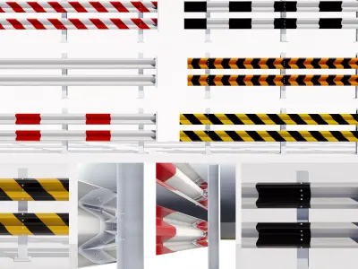road fence kit  3D model Low-poly 3D model