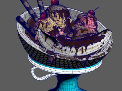 banana split bowl Low-poly 3D model