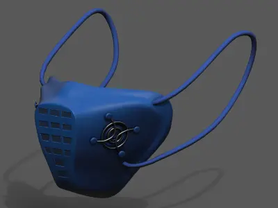 Gas mask respirator plastic blue protection  Low-poly 3D model