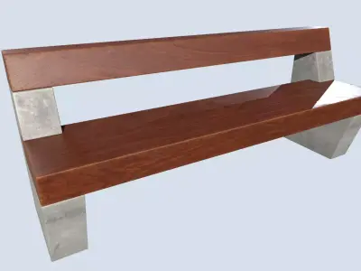 Street bench low poly pbr game ready 3d model Low-poly 3D model