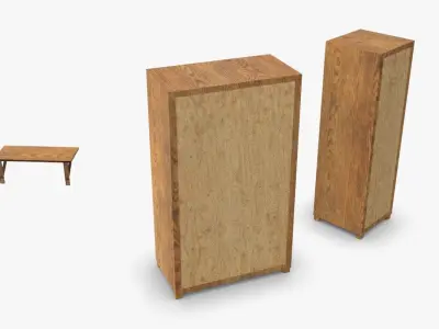 Bunker Wooden Cabinets WWII Low-poly 3D model