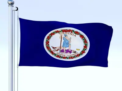 Animated Virginia Flag Low-poly 3D model