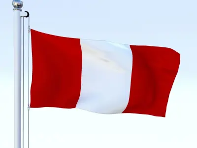 Animated Peru Flag Low-poly 3D model