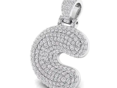 Bubble C Initial Pendant 3D print model