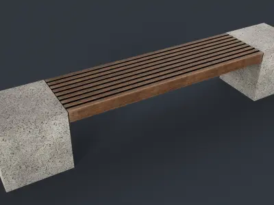 Modern Outdoor Bench 75 PBR Game Ready Low-poly 3D model