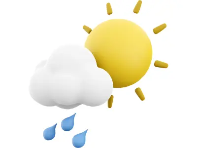 3d rain with cloud and sun cartoon icon 3D model