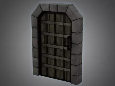 Medieval Door Barred Steel 3D Model Low-poly 3D model