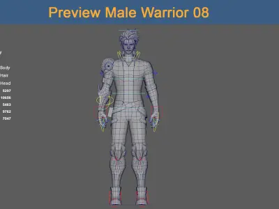 Character Male Warriors 08 - Ready for game Low-poly 3D model