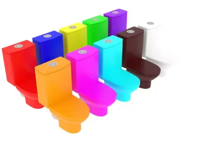 Colored Toilets Set 3D model
