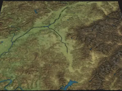 Cheongju - Topography Terrain Low-poly 3D model