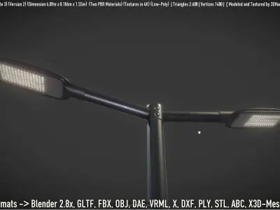 Street Light 12 Pole 3 Version 2 Low-poly 3D model