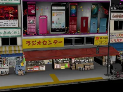 Japanese street scape 001 3D Model - Unity Ready Low-poly 3D model