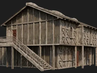 Old Medieval House Building 4K Textures GameReady 176 Low-poly 3D model