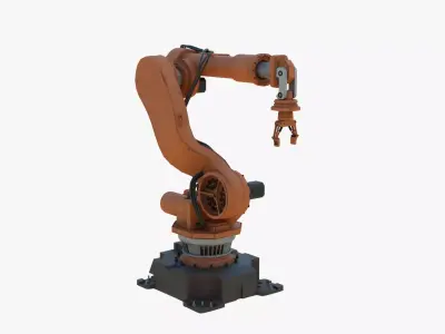 Industrial Robot Arm Orange Rusty Low-poly 3D model