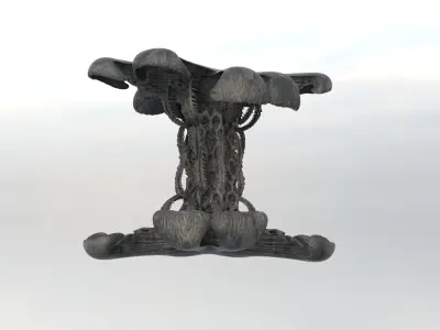 Xeno Inspired Spine Ship 3 ships 3D model