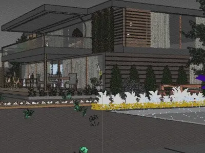 Modern House Garden Landscape Design Realistic Render - 2022 3D model