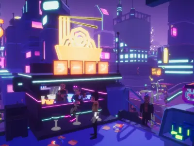Stylized Lowpoly Cyberpunk City Low-poly 3D model