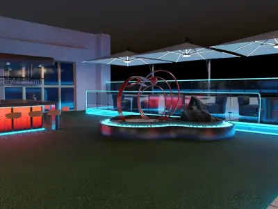 sunshade outdoor umbrella with table and chairs 3D model