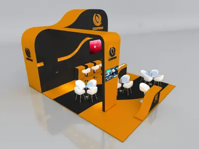 3D Exhibition Booth Stand Stall 6x7m Height 450 cm 3 Side Open 3D model
