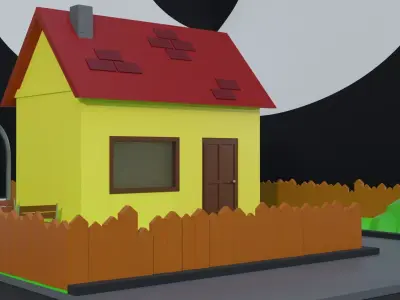 Simple house with garden 3D model