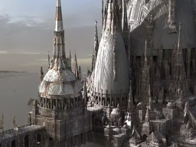 Barbarian Port City Grand Ocean city Kitbash 3D model