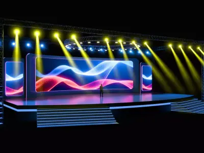 Modern Event Stage or Exhibition Stage with LED light 3D model