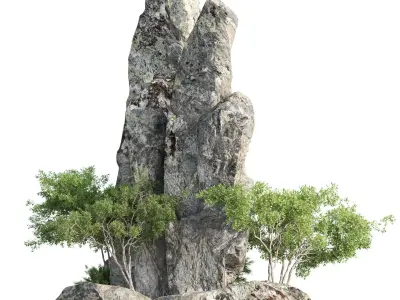 Rocky Cliff with Vegetation Vol 337 3D model