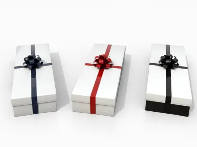  Gift Boxes - Flat Set with Tied Ribbon Rosette 