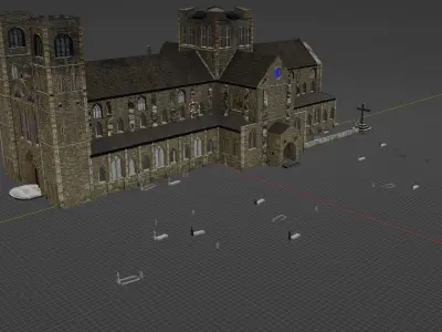 Cathedral at Old Sarum early 13th century 3D model