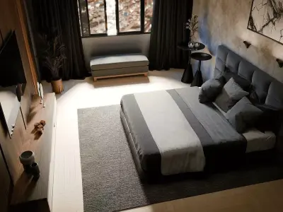 Minimal Cozy Bedroom interior scene  3D model