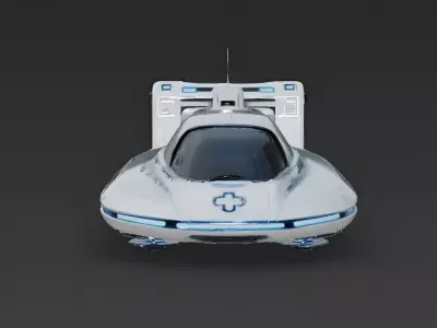 Futuristic Sci-Fi Medical Hover-Ambulance 3D Model Low-poly 3D model