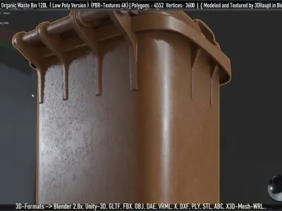 Organic Waste Bin 120L Low-Poly-Version Not Rigged Low-poly 3D model