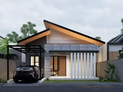 exterior  interior House design  8x13meter 1 floor 3D model