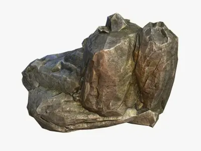 Mossy Boulder 6 Low-poly 3D model