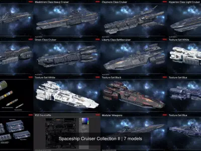 Spaceship Cruiser Collection II 3D Model Pack