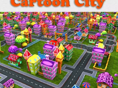 3D cartoon city toon Model Low-poly 3D model