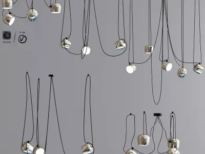 Aim Pointed Lighting Set Chrome 3D model