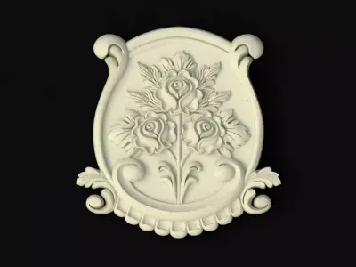 dekor ornate plaque with flowers 3D model