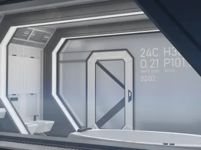 Spaceship Bathroom Interior Scene 3D model