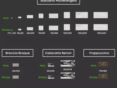 Emilceramica Tele di Marmo Marble Tile Collection -Set of 24 Texture