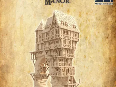 Seaside Cliff Manor Tabletop Terrain 28 MM 3D print model
