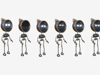 Cute Robot D10 Metal - SciFi Character Design Low-poly 3D model